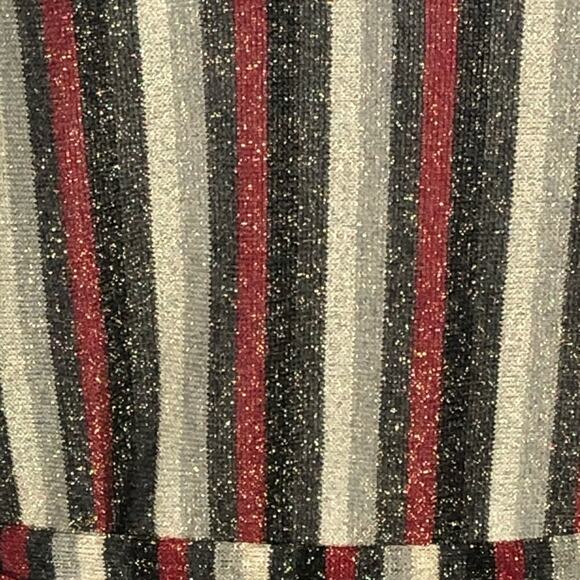 Zara Metallic Striped Belted Midi Dress V-Neck Size M - Picture 14 of 16